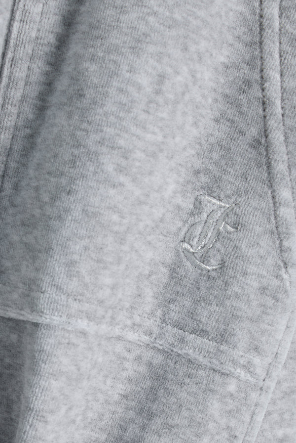 SILVER MARL WIDE LEG COTTON VELOUR TRACK PANT