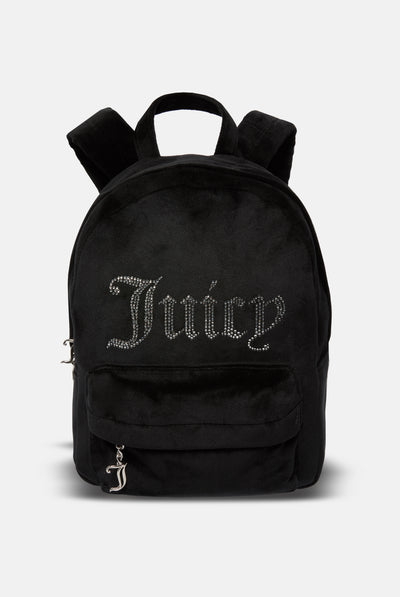 BLACK DIAMANTE VELOUR BACKPACK