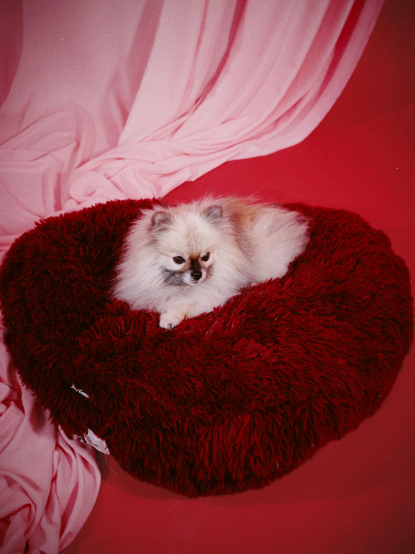 Winetasting Fluffy Heart Pet Bed