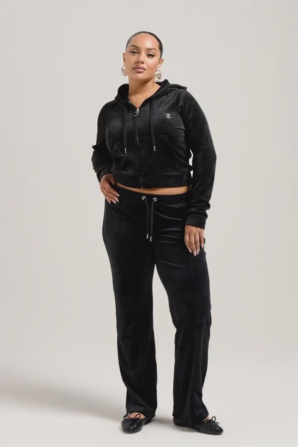 BLACK VELOUR DIAMANTÉ TRACKSUIT BOTTOM - AI generated video - AI Generated