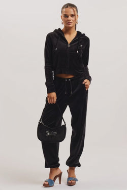 BLACK DIAMANTÉ VELOUR ZIP-THROUGH HOODIE - AI generated video - AI Generated