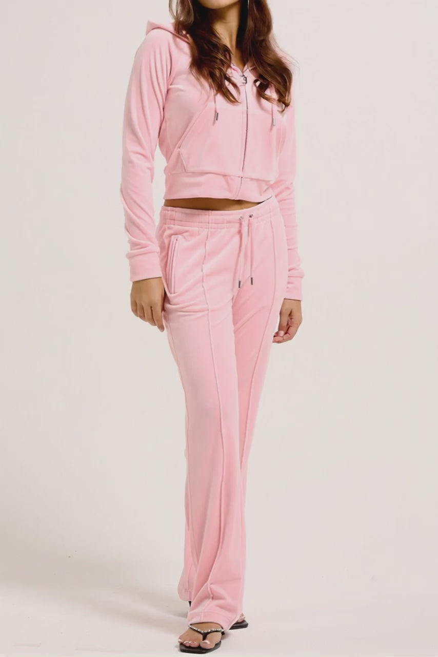 JUICY PINK VELOUR DIAMANTE TRACKSUIT BOTTOM - AI generated video - AI Generated