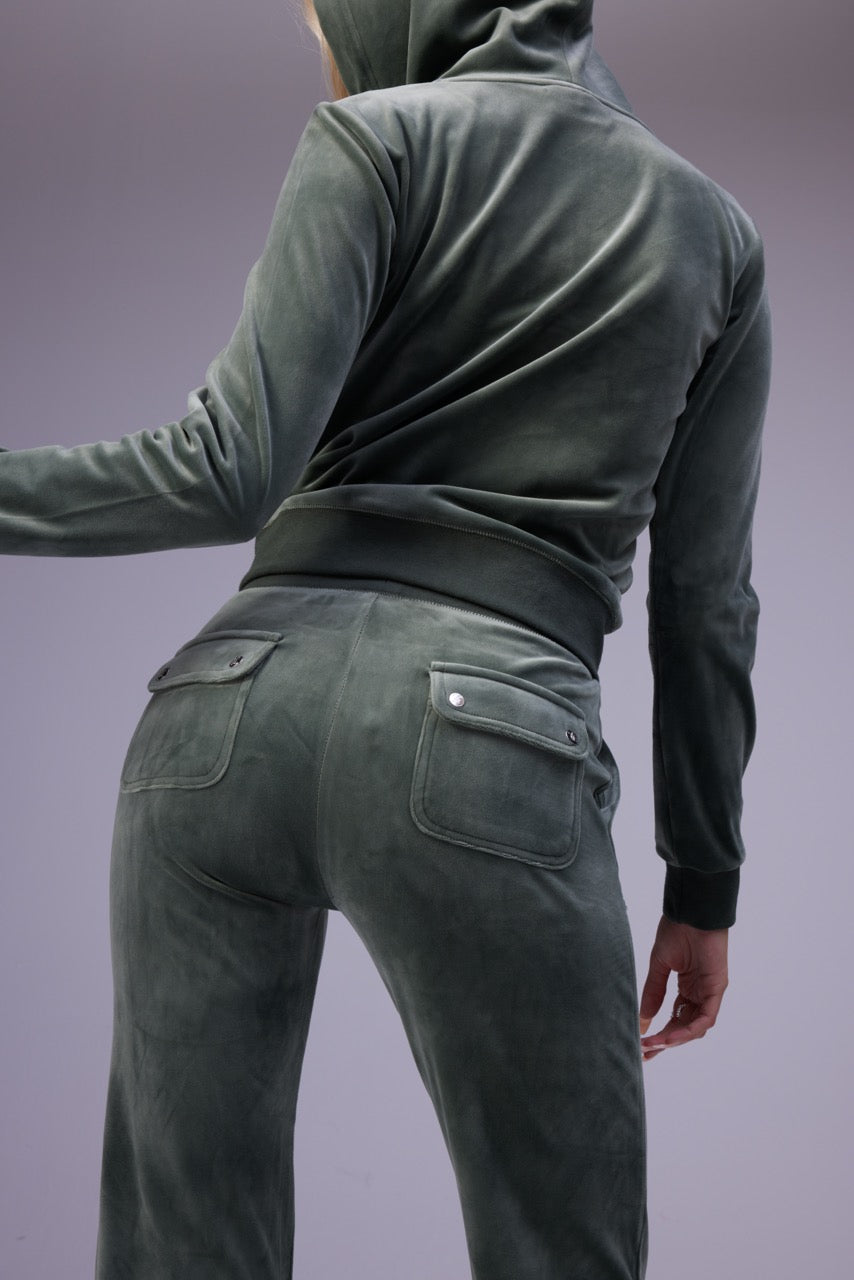 DARK MOSS CLASSIC VELOUR DEL RAY POCKETED BOTTOMS Juicy Couture UK