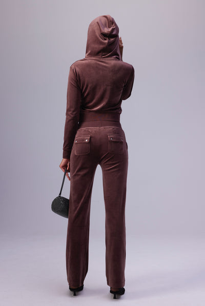 BITTER CHOCOLATE CLASSIC VELOUR DEL RAY POCKETED BOTTOMS