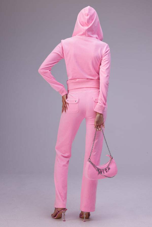 Juicy Couture velour straight leg trackies and hoodie set in cotton candy