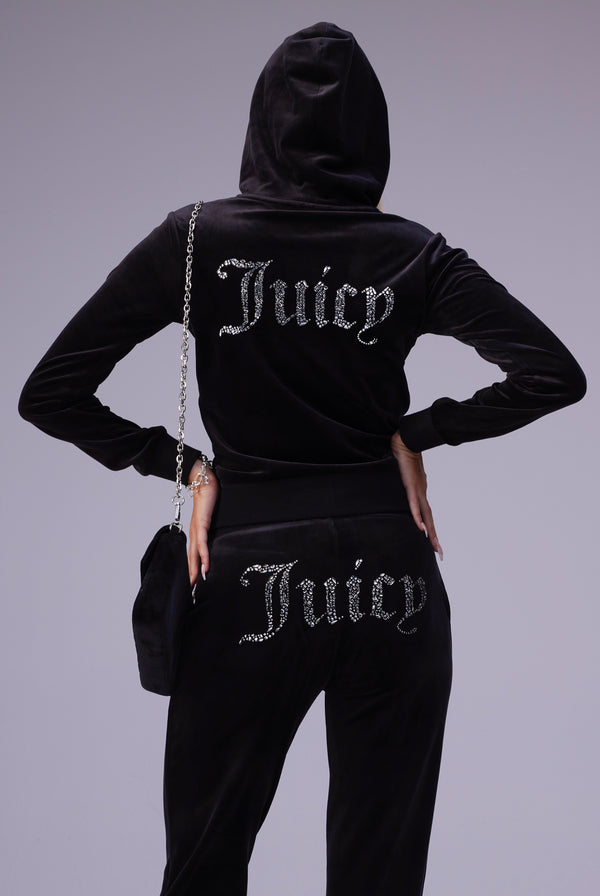 BLACK MIXED CRYSTAL CLASSIC VELOUR DEL RAY BOTTOMS – Juicy Couture UK