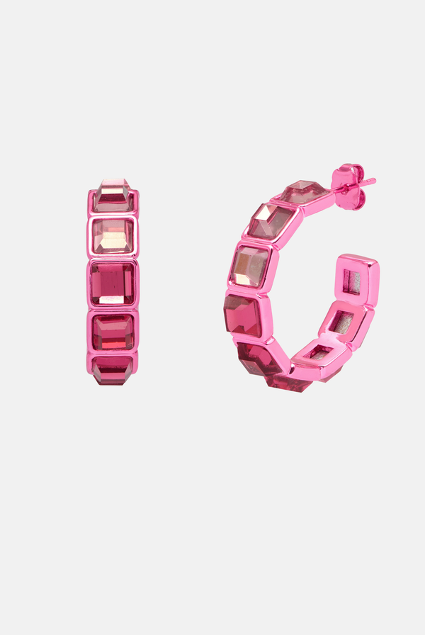 PINK CRYSTAL HOOP EARRINGS