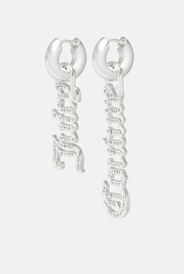 SILVER PAVÈ CRYSTAL JUICY COUTURE DROP EARRINGS