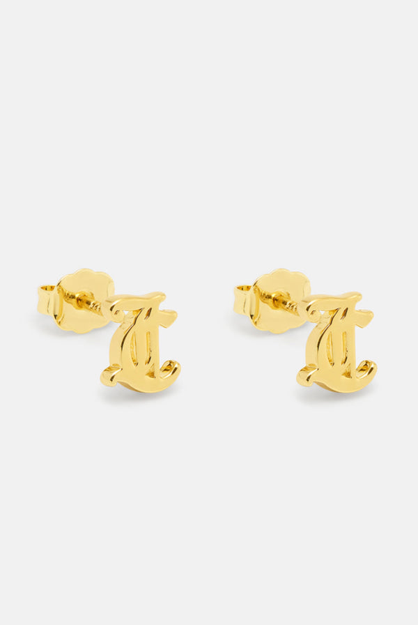 GOLD JC STUD EARRINGS