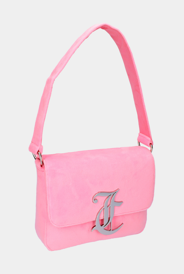 COTTON CANDY VELOUR STRUCTURED FLAP BAG