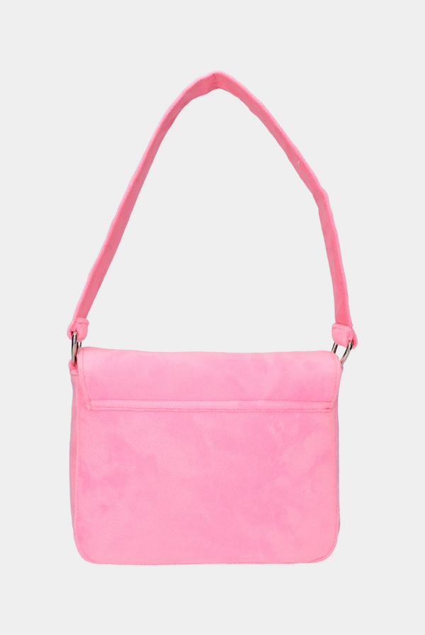 COTTON CANDY VELOUR STRUCTURED FLAP BAG