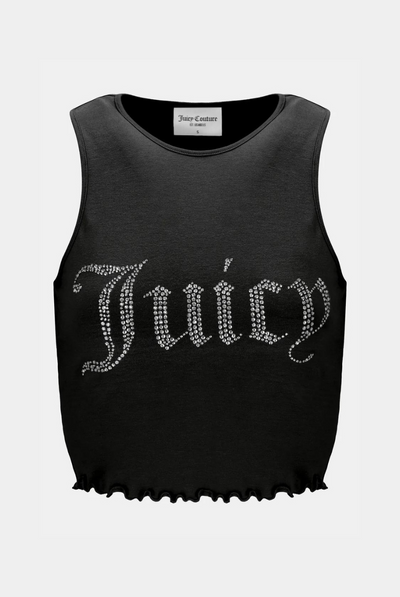 BLACK FITTED DIAMANTE TANK TOP