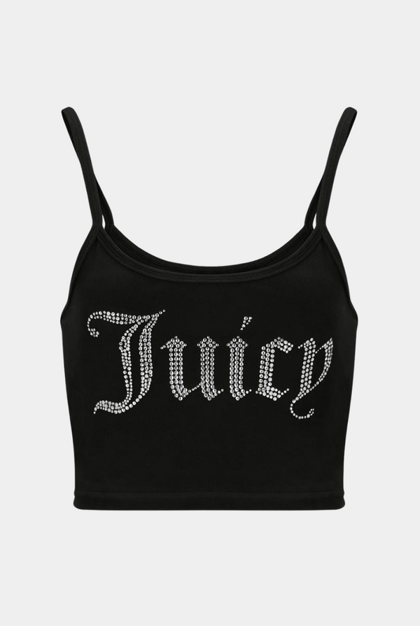 BLACK DIAMANTE VELOUR CROP TOP – Juicy Couture UK