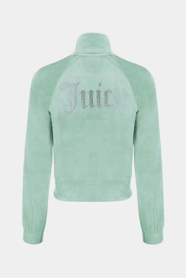 GREYED JADE VELOUR DIAMANTÉ TRACKTOP