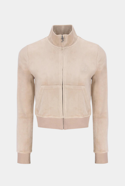 WARM TAUPE CLASSIC VELOUR TRACK TOP