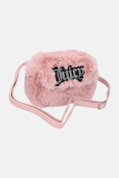 CANDY PINK FAUX FUR CROSSBODY SQUARE BAG
