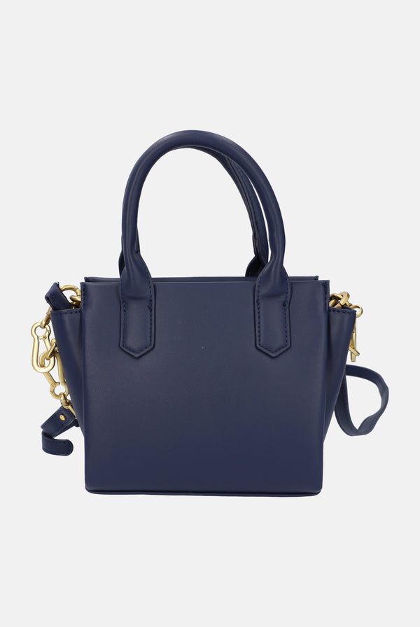 BLUE SMALL DOUBLE HANDLE PU TOTE BAG