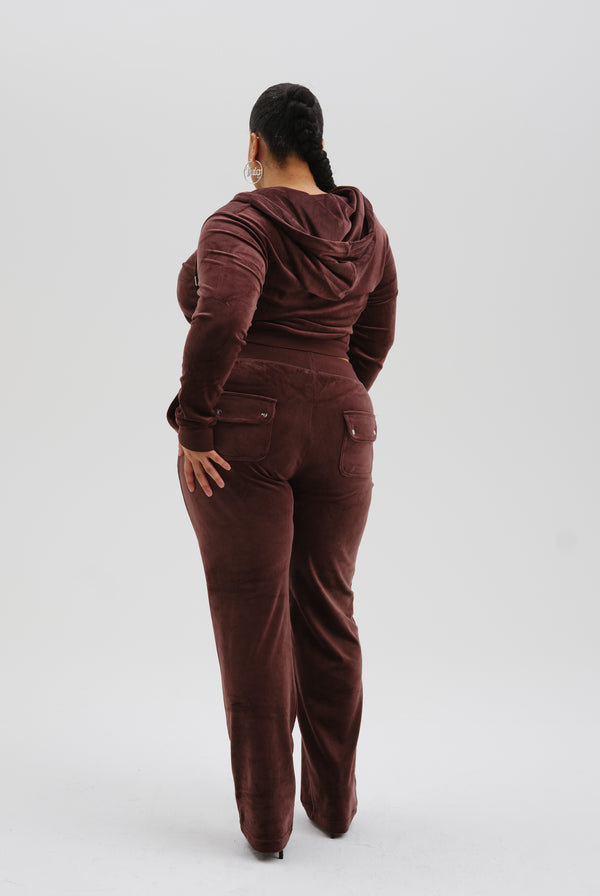 BITTER CHOCOLATE CLASSIC VELOUR DEL RAY POCKETED BOTTOMS