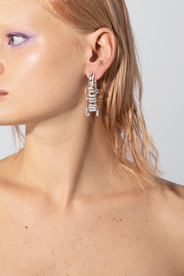 SILVER PAVÈ CRYSTAL JUICY COUTURE DROP EARRINGS