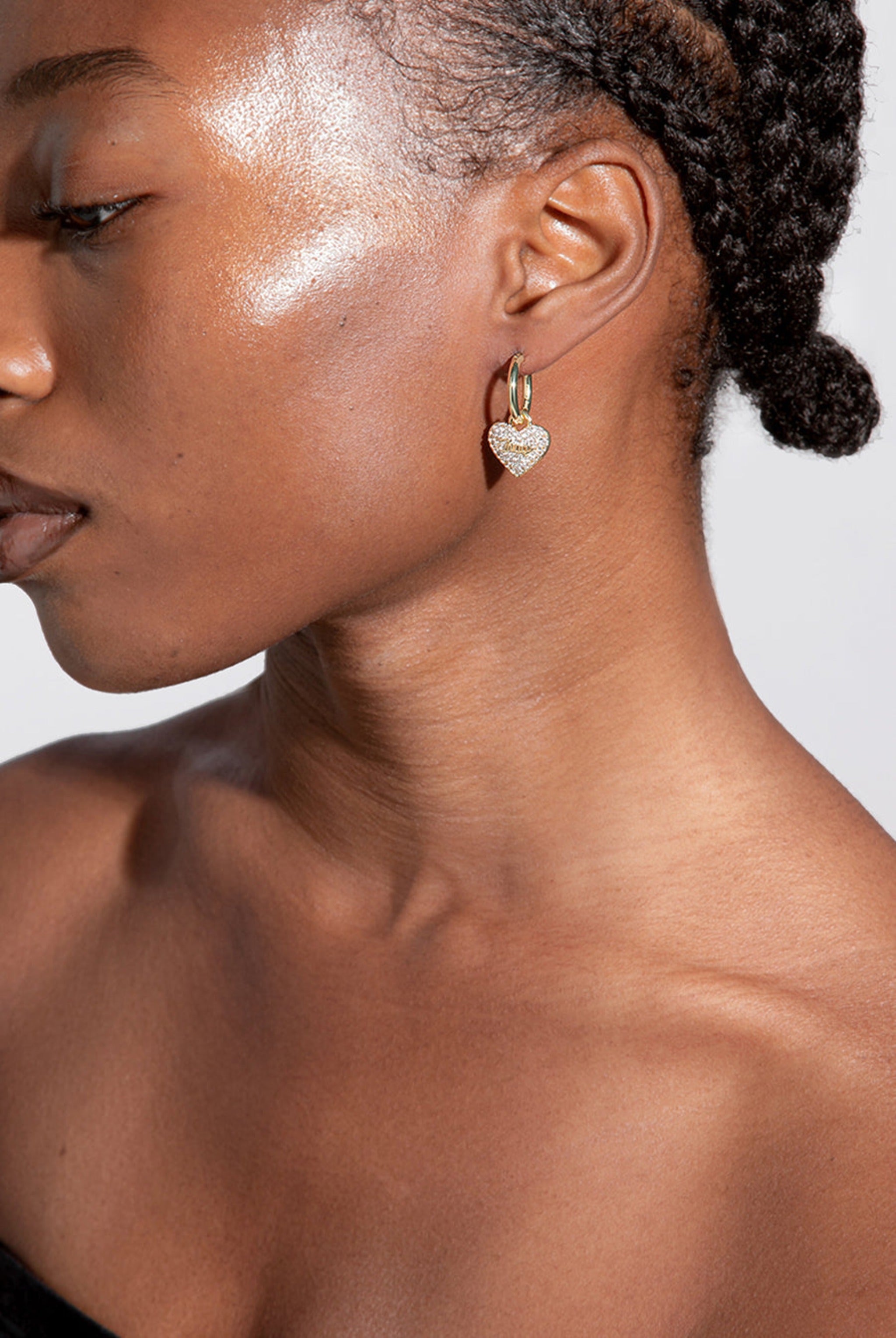 Stylistic Green Agate Gold Tone Drop Hoop Pierced Earrings