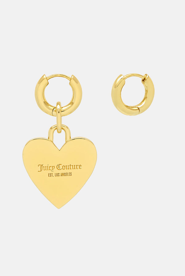 GOLD HOOP EARRINGS WITH SINGLE HEART DROP