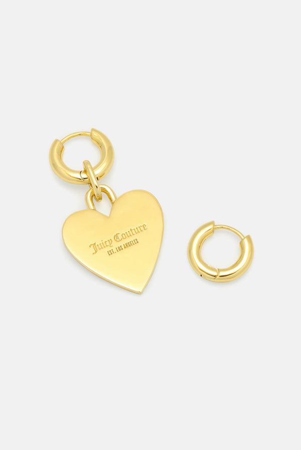 GOLD HOOP EARRINGS WITH SINGLE HEART DROP