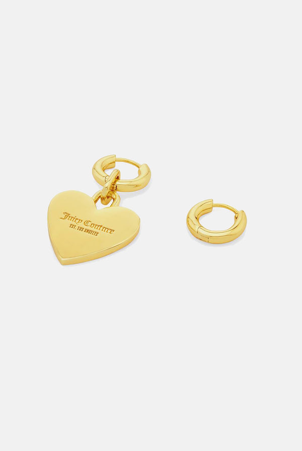 GOLD HOOP EARRINGS WITH SINGLE HEART DROP