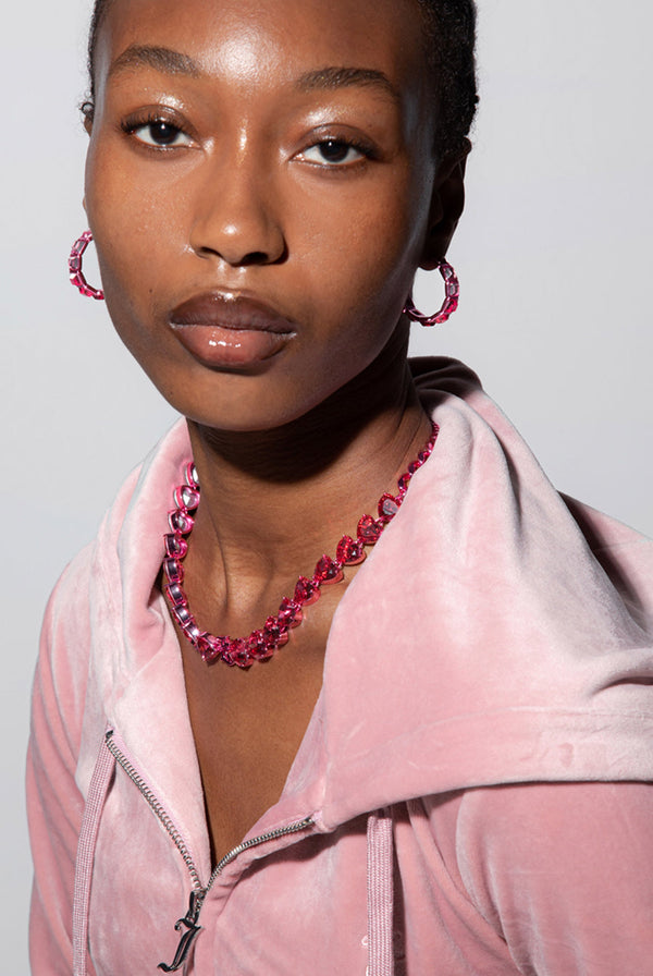 PINK CRYSTAL HOOP EARRINGS