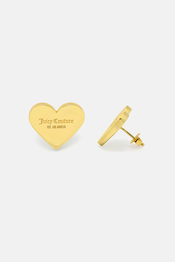 GOLD MAXI HEART STUD EARRINGS