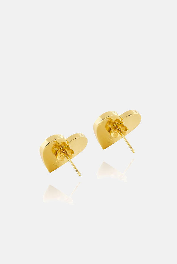 GOLD MAXI HEART STUD EARRINGS