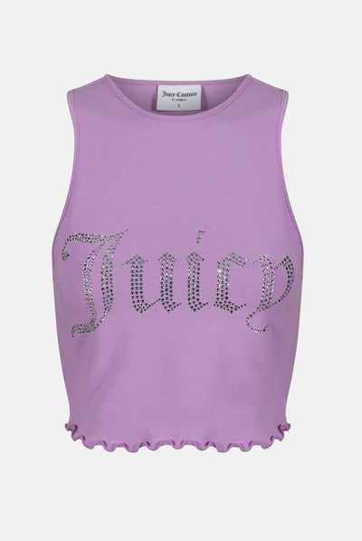 SHEER LILAC FITTED DIAMANTE TANK TOP