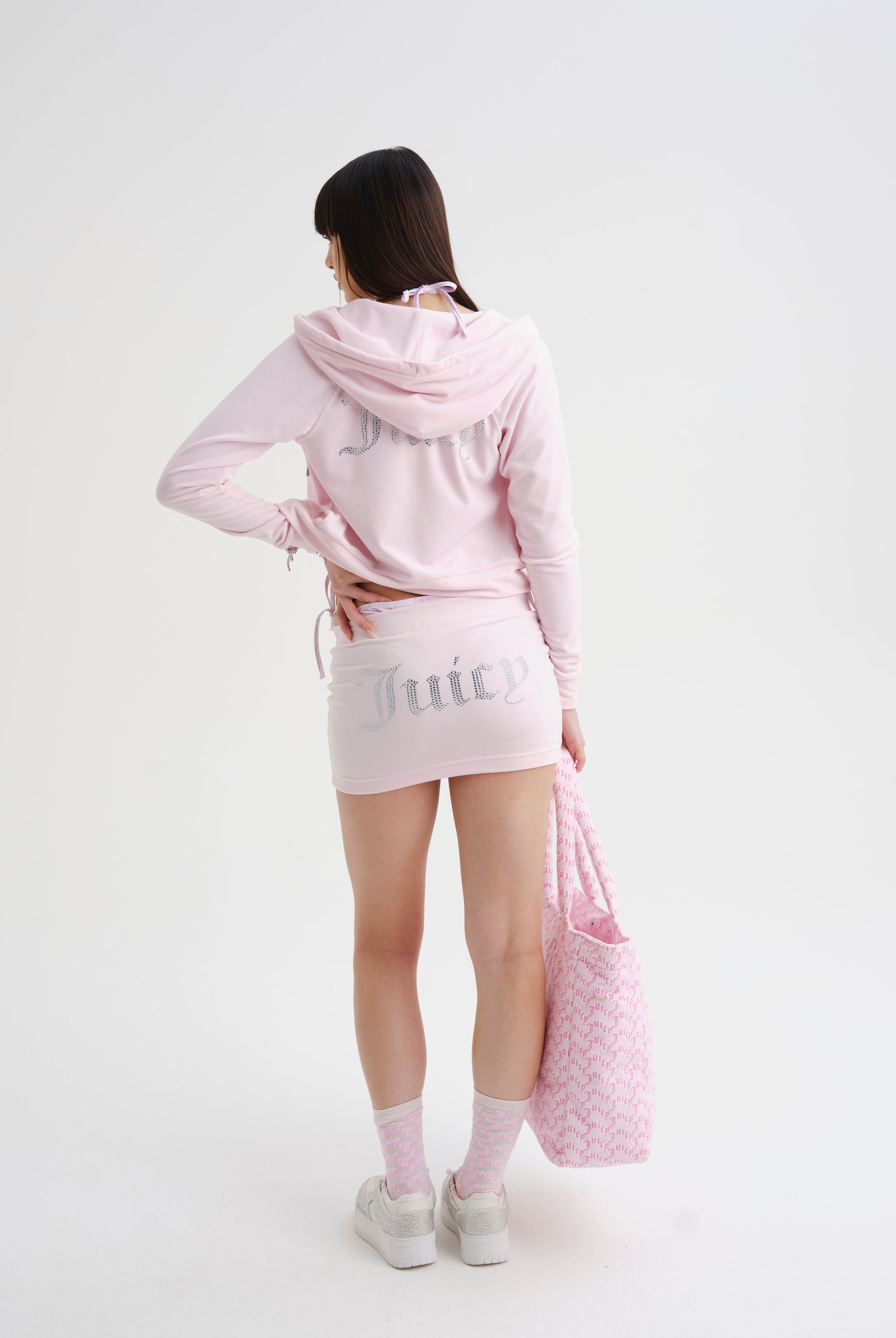 Pink velour skirt outlet tracksuit