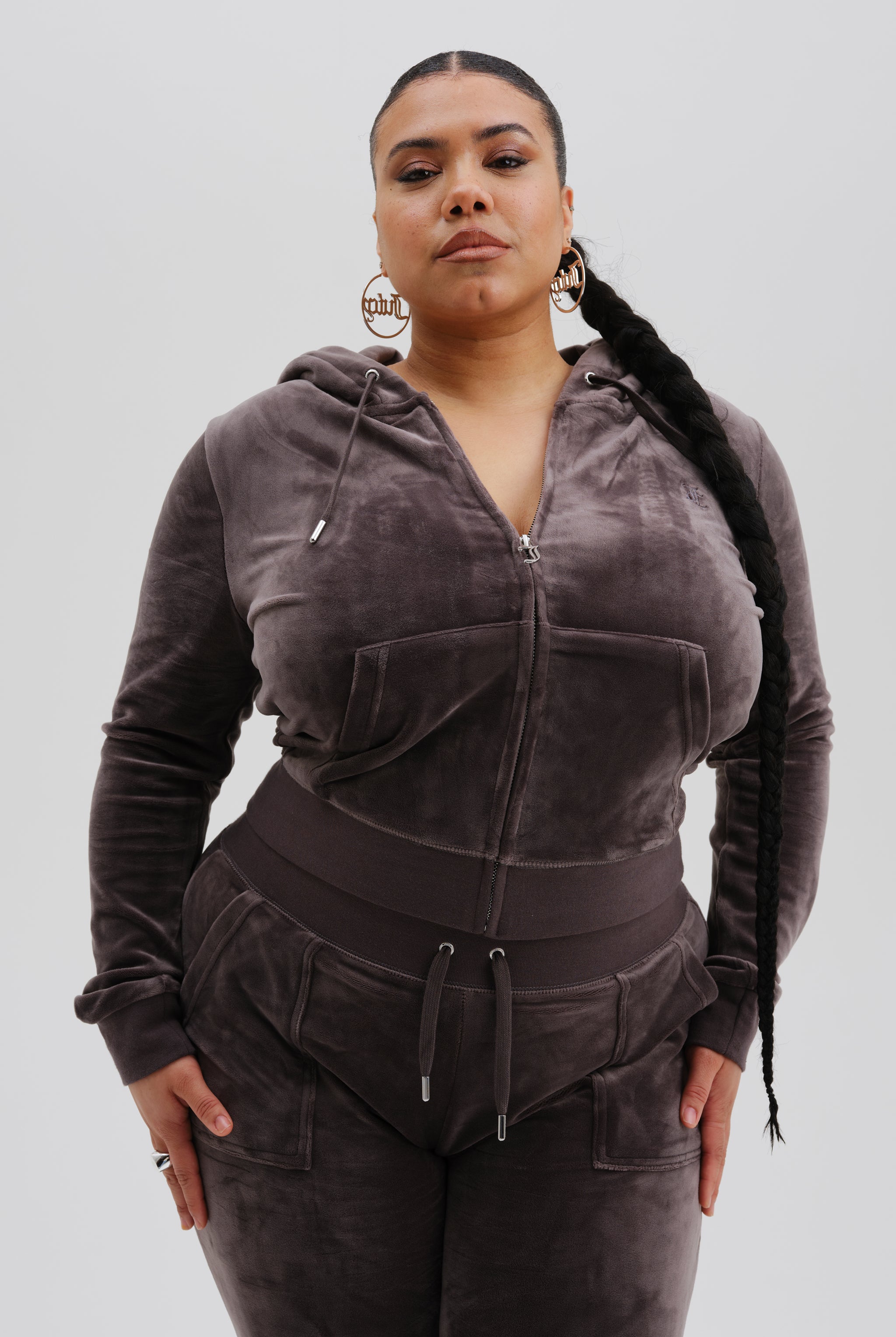 Plus size velour tracksuit uk best sale